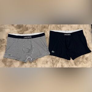 Lacoste Men's Black and Geo white/black White Boxer Briefs - set of 2 - size XL
